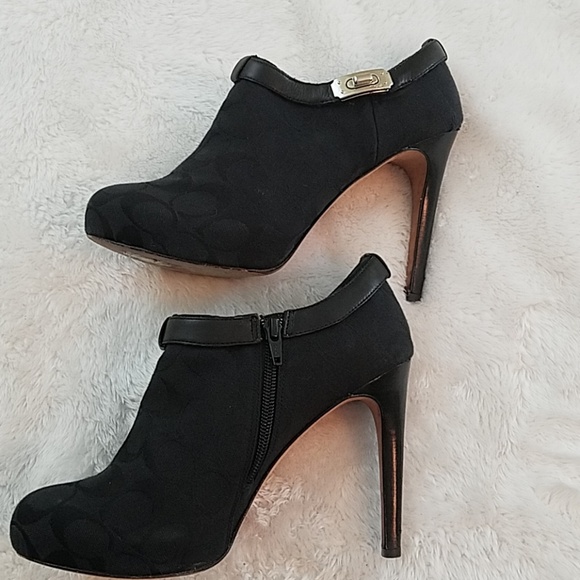 Coach Delilah Sz 8 Blk Signature Platform Booties - Picture 3 of 8